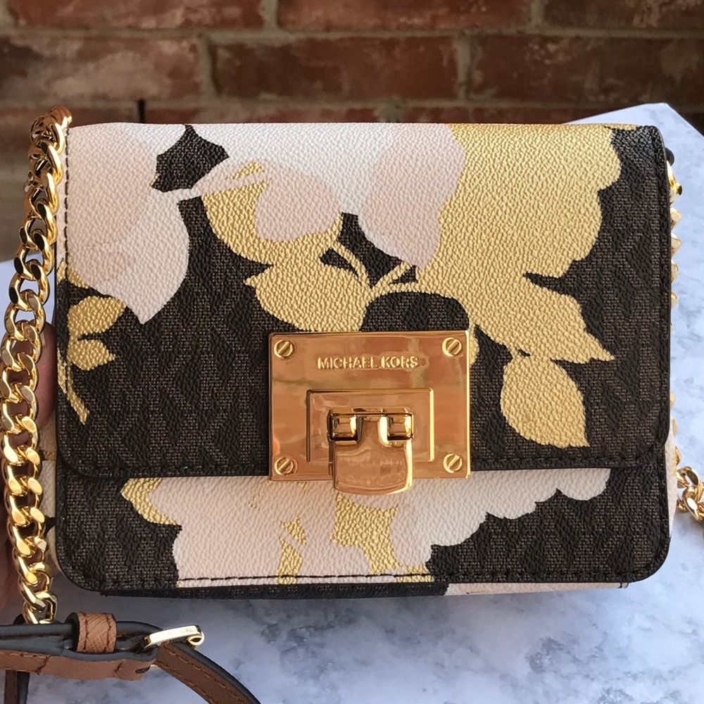 Michael Kors Tina small floral flap clutch bag